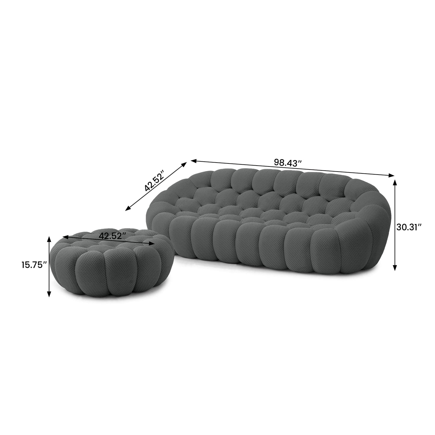Tuffato Three Seater + Ottoman