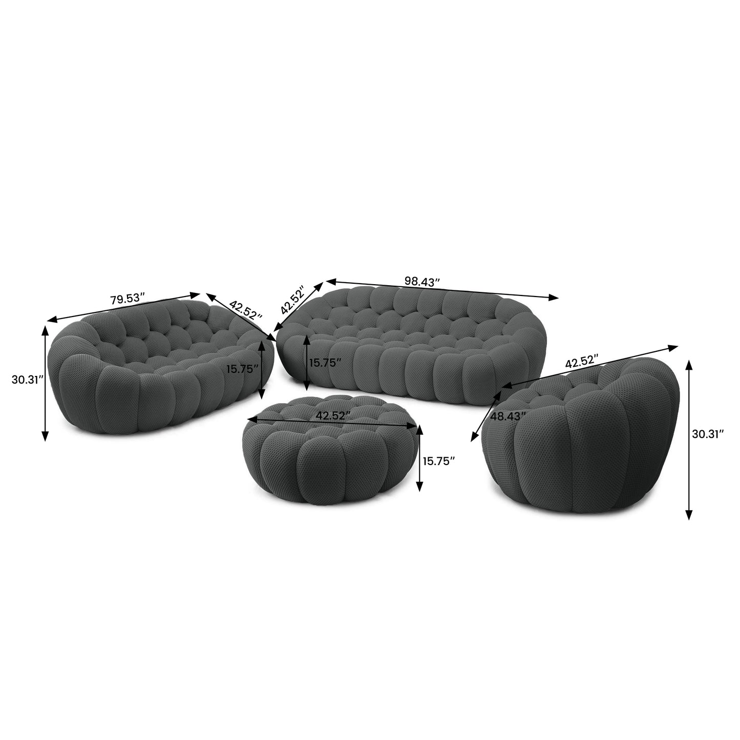 Tuffato Chair + Two Seater + Three Seater + Ottoman