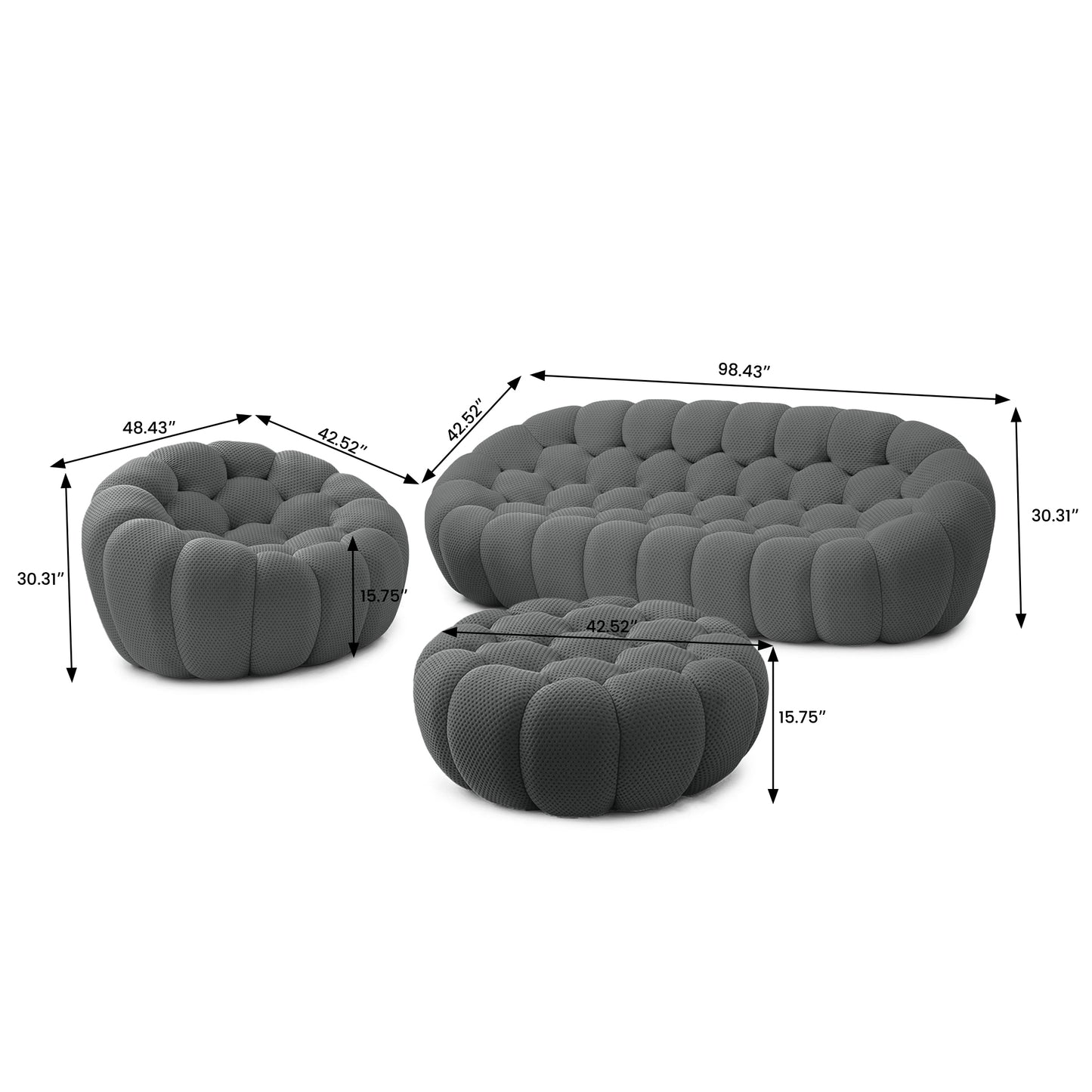 Tuffato Chair + Three Seater + Ottoman